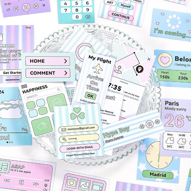 30 Pcs Pastel PET Journaling Stickers Set