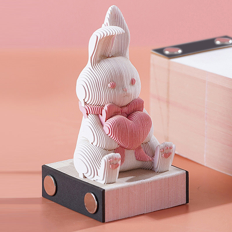 3D Art Bunny Heart Edition Pull Sheets Memo Pad