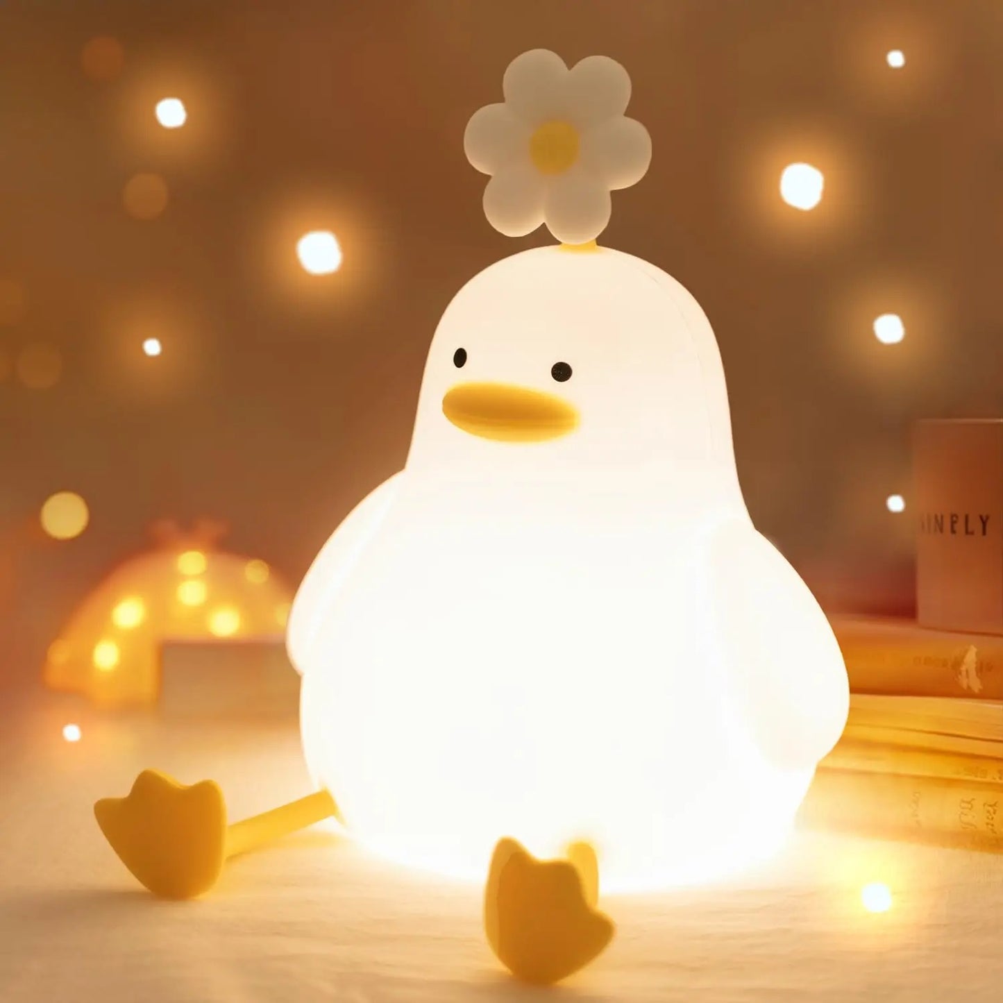 Flower Duck Pat LED Silicone Night Light / Lamp with Mobile Stand