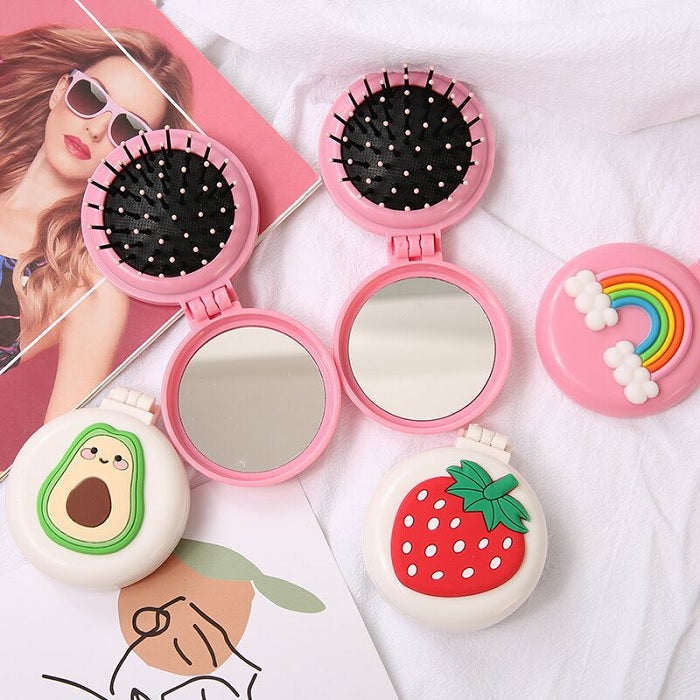 Mini Cartoon Mirror with Comb