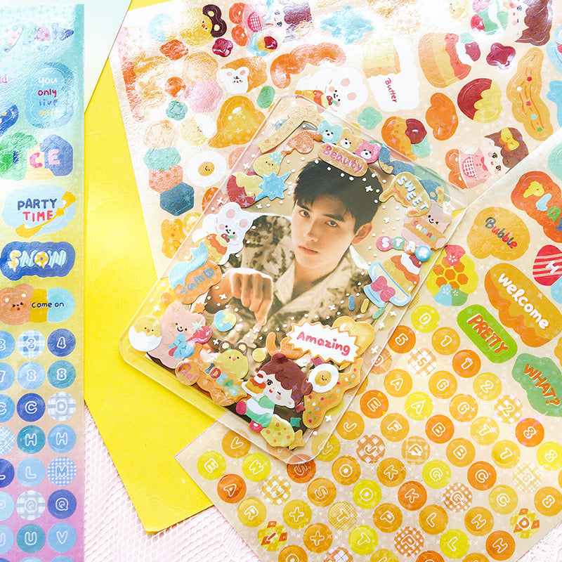 Kawaii Girl Holographic Set of 2 Sticker Sheets