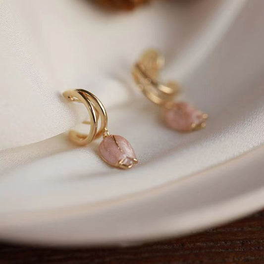 PS16 Korean Peach Tulip Earrings