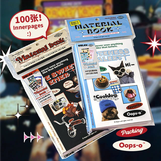 100 Sheets Retro Material Sticker Book