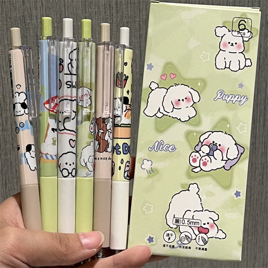 Green Nice Puppy 6 Pens Set