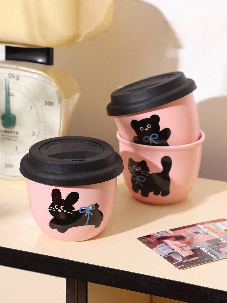 Pre - Order Pink Black Cat Mini Ceramic Cups