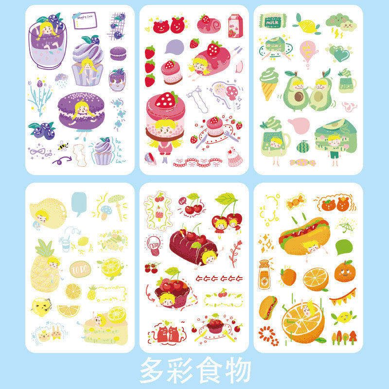 Set of 6 Kawaii Sticker Sheets for Journaling