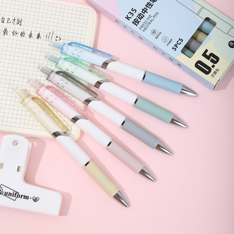 Pastel Minimal 5 Pens Set