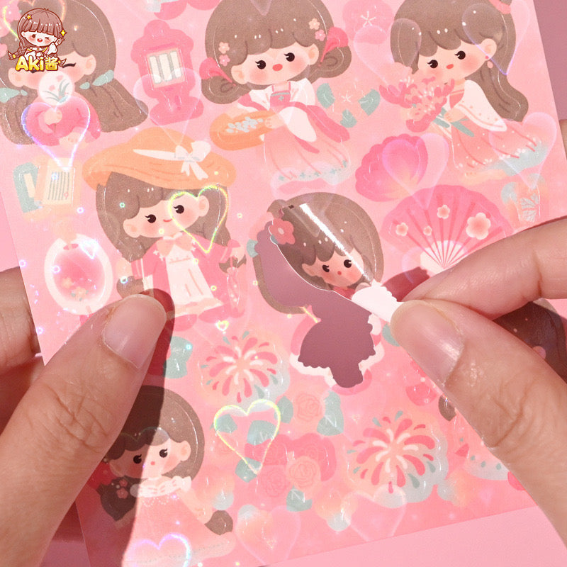 Premium Girl Holographic Stickers Sheets Box