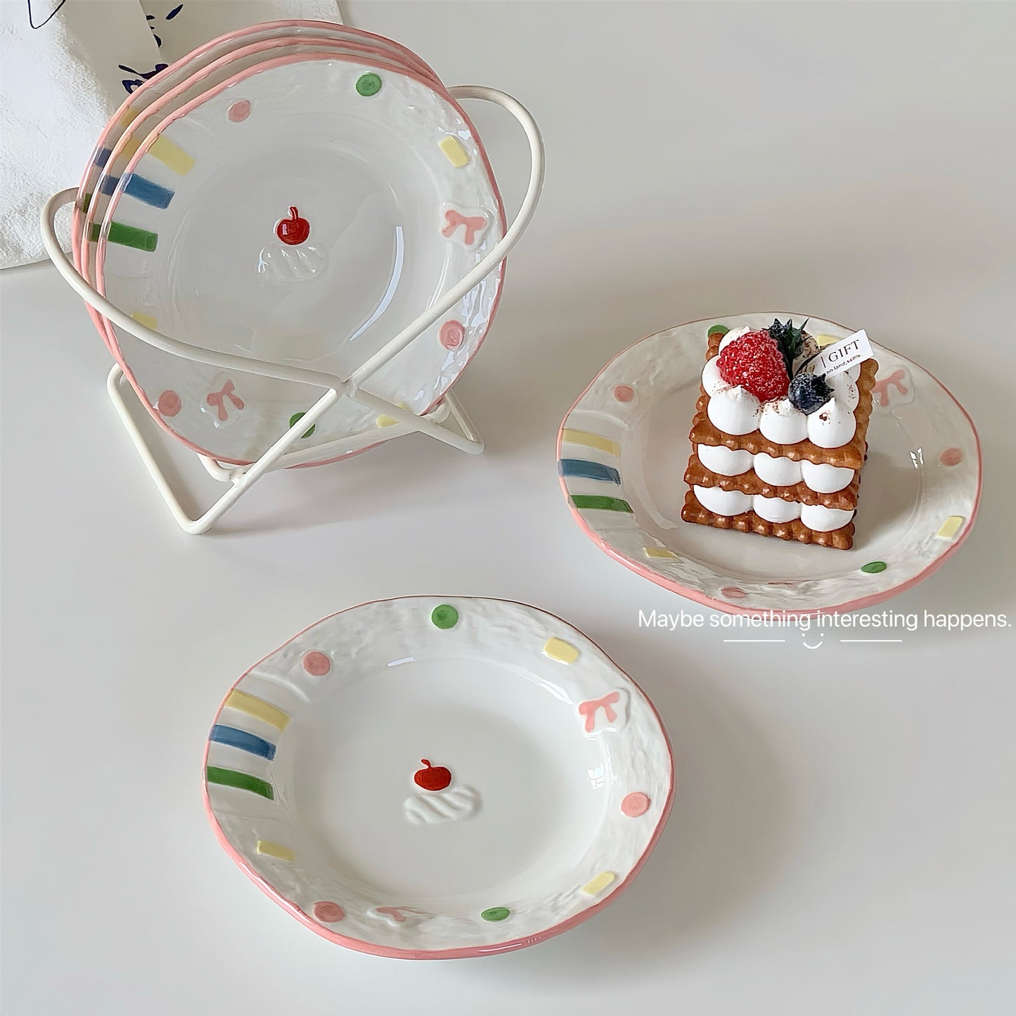 Dessert Happy Plate Bowl Spoon