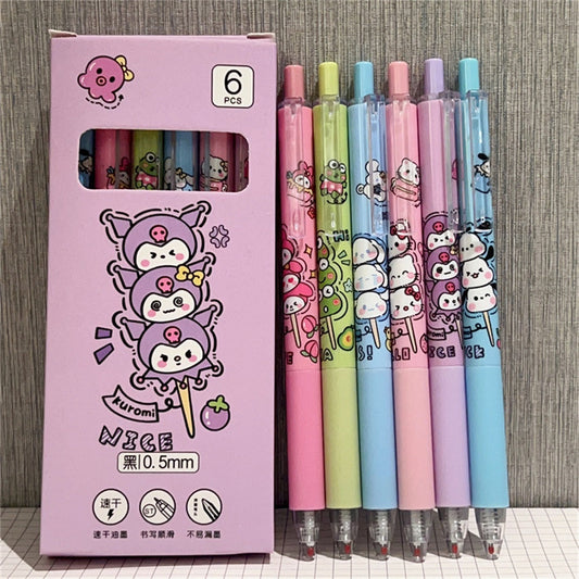 Sanrio Cartoon 6 Retractable Pens Set
