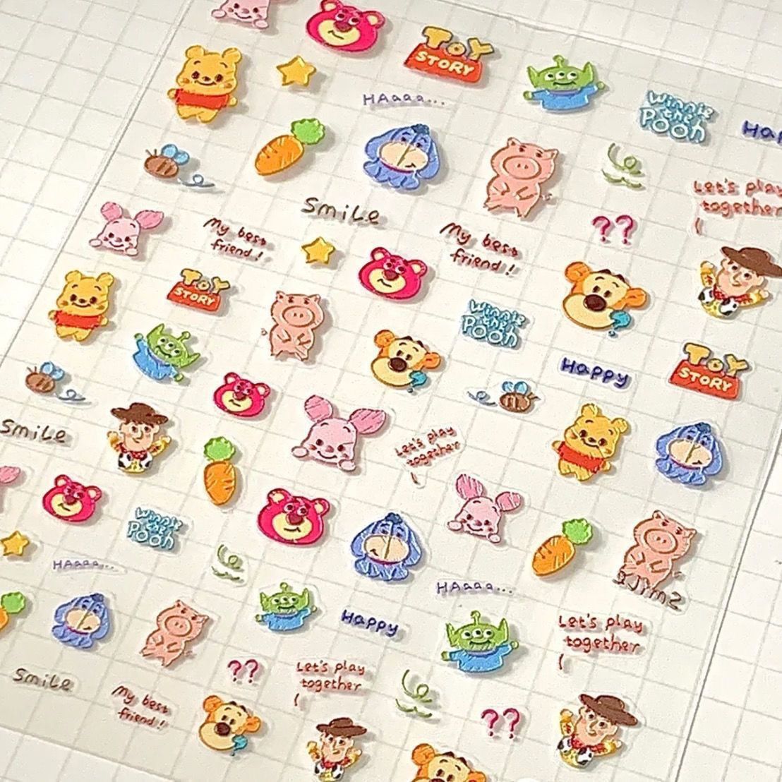 Pooh Square Mini Doodle Sticker Sheet