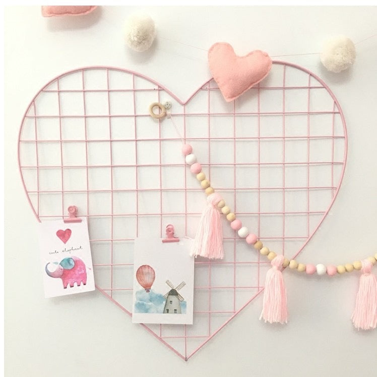 Pink Heart Wall Grid Organiser