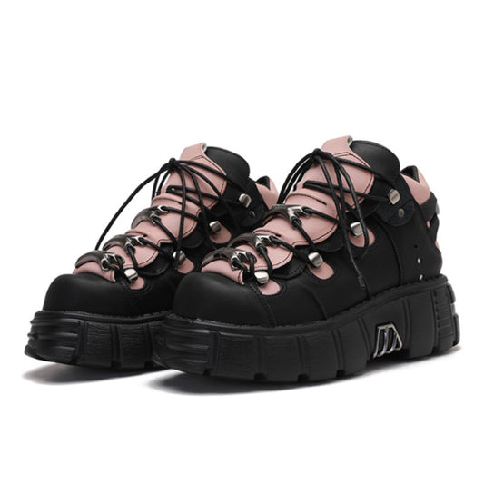 Kawaii Pink and Black Platform Sneakers