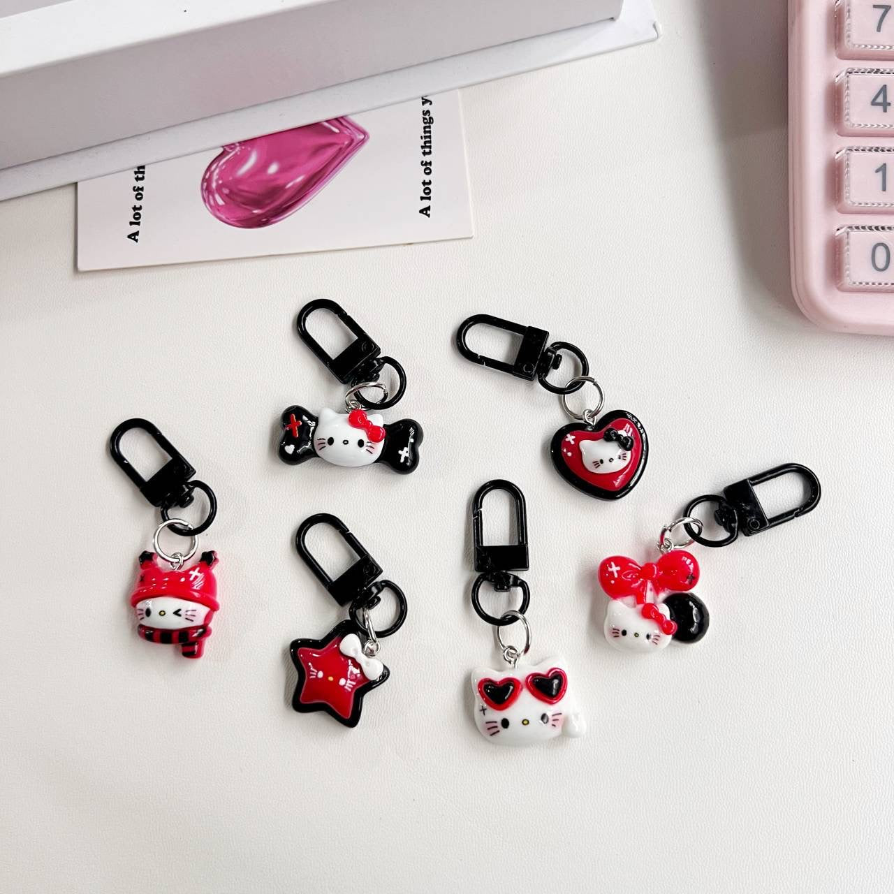 Hello Kitty Black and Red Keychains / Keycharm