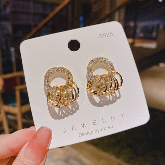 MM4 Korean Circle Stone Earrings