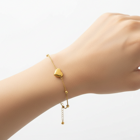 Waterproof Golden Heart Adjustable Bracelet
