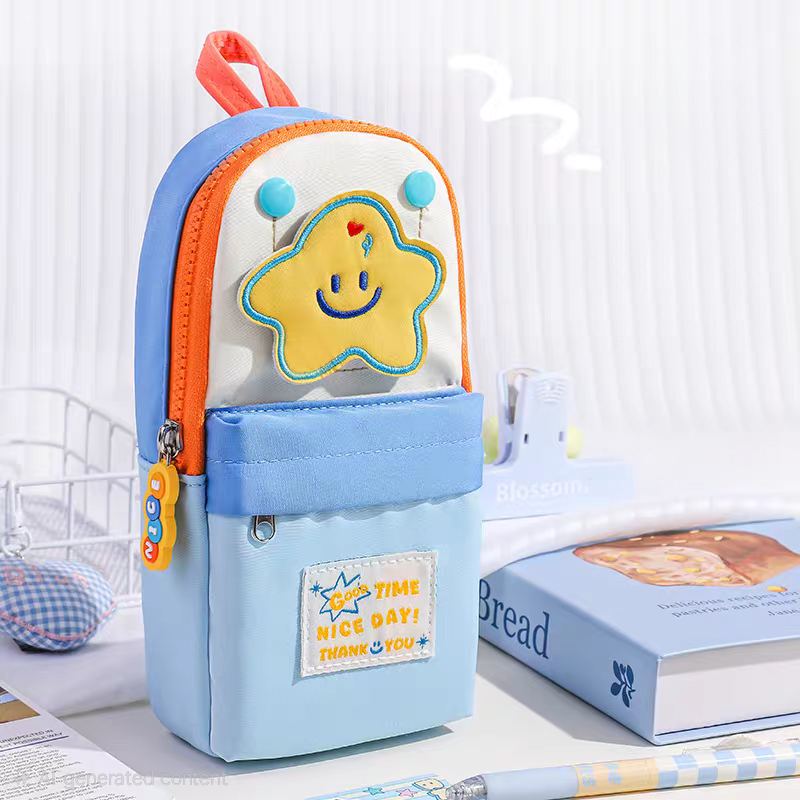 Cute Cloud & Star Pencil Pouch – Kawaii Multi-Pocket Stationery Case Multipurpose Organiser