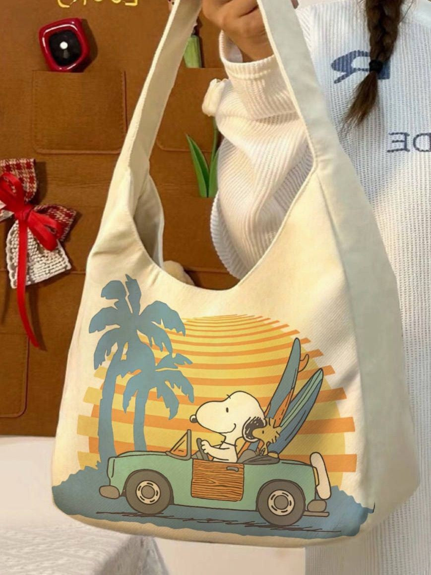 Snoopy Summer Adventure Canvas Shoulder Bag 🌴🚗