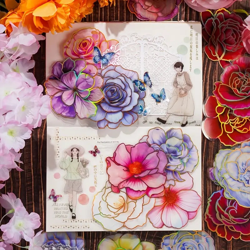 Camellia Bloom Floral Sticker Set – 10 Pieces