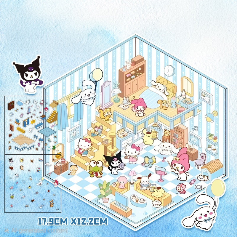 Sanrio Capybara Bunny Hello Kityy Scene Stickers Sheets