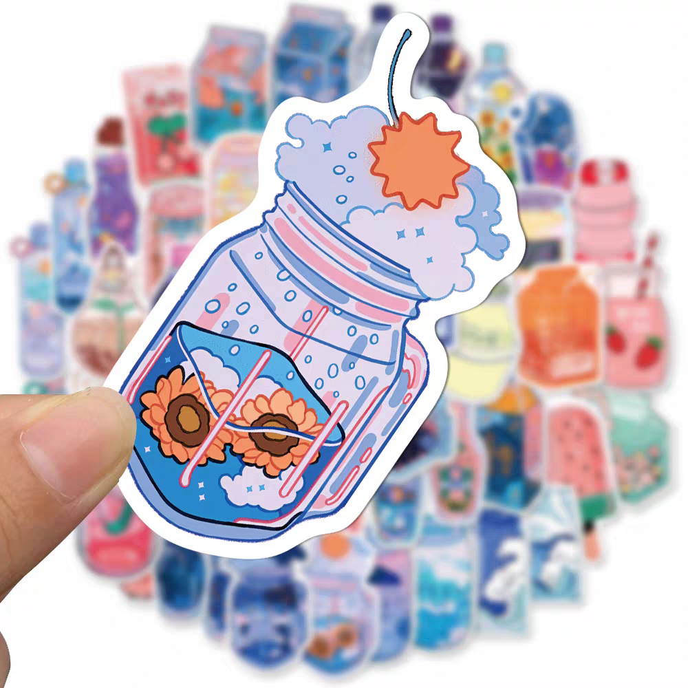 PS15 Set of 50 Kawaii Drink Bottle Stickers Pack