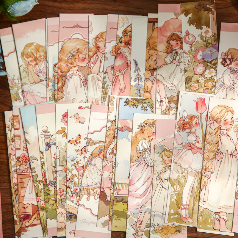 Set of 30 Vintage Garden Girl Fairytale Bookmarks