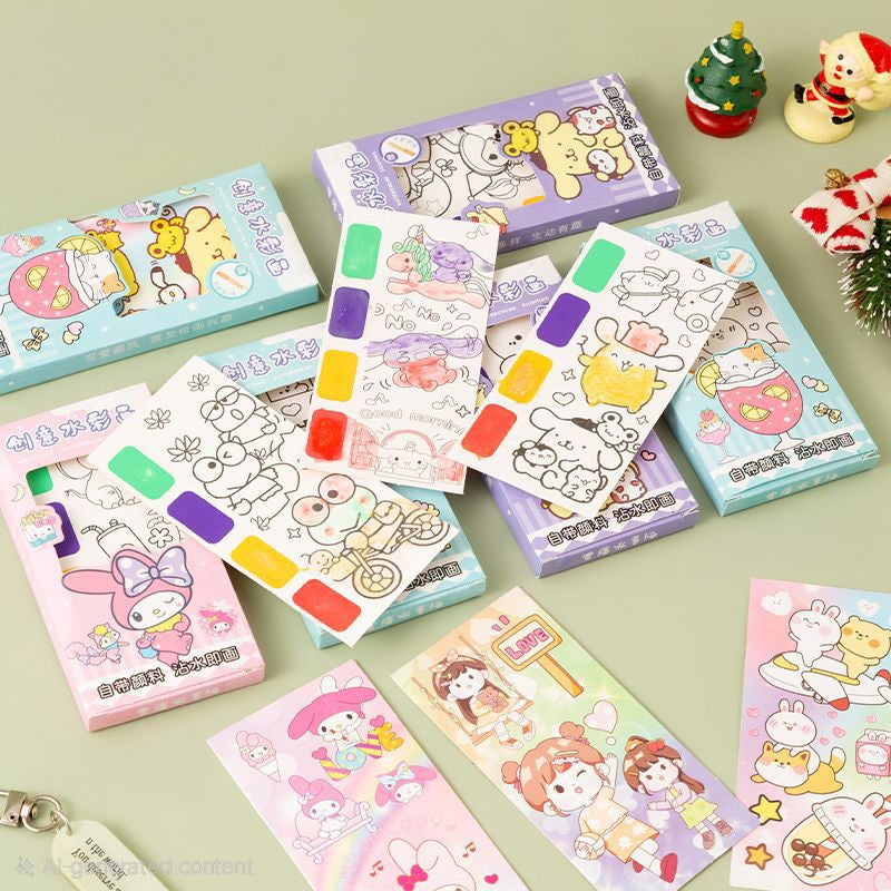 Kawaii Mini Watercolor Painting Book 🎨📖✨