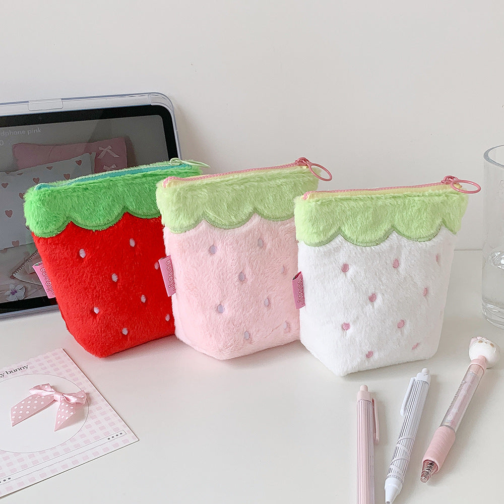 Strawberry Plush Zipper Pouch