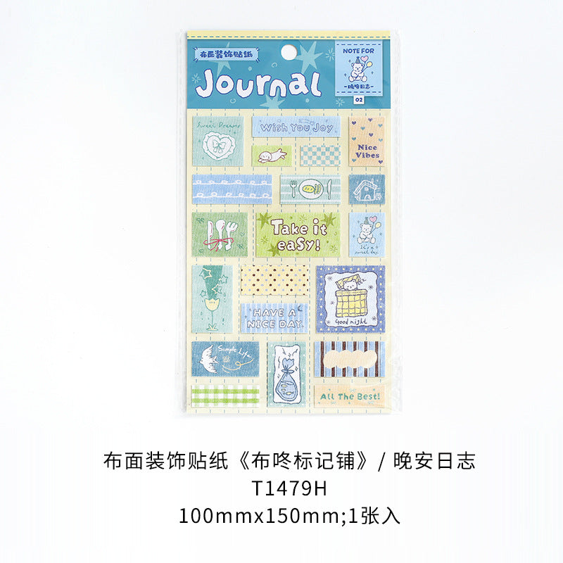 Kawaii Fabric Stickers Sheet – Cute Aesthetic Journal & Scrapbook Stickers