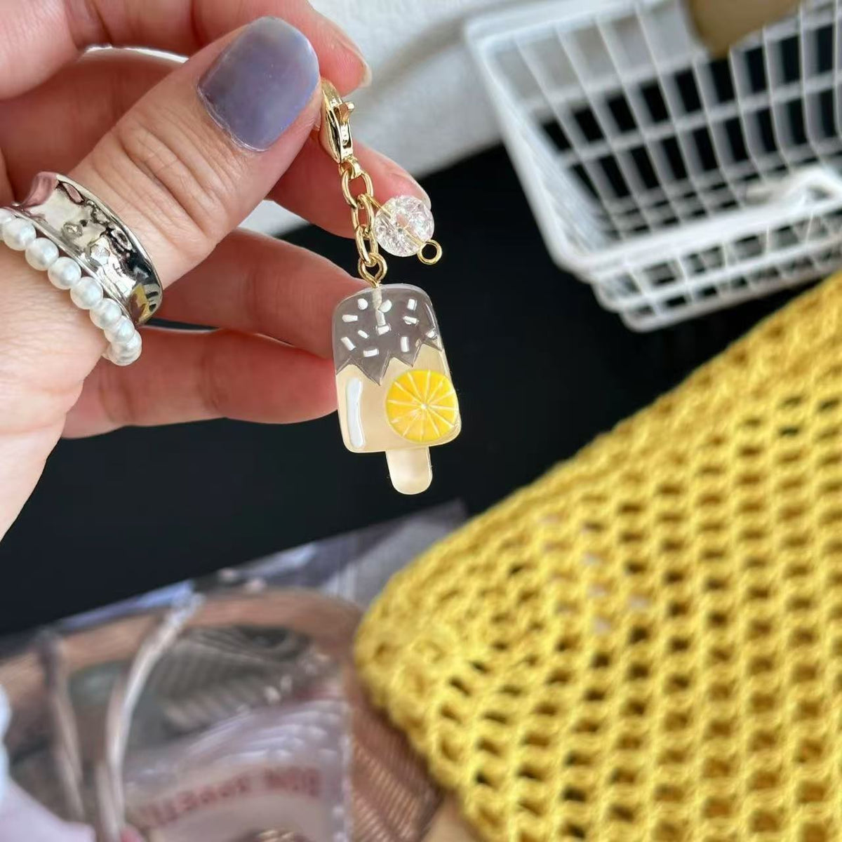 Pastel Popsicle Charm Keychain