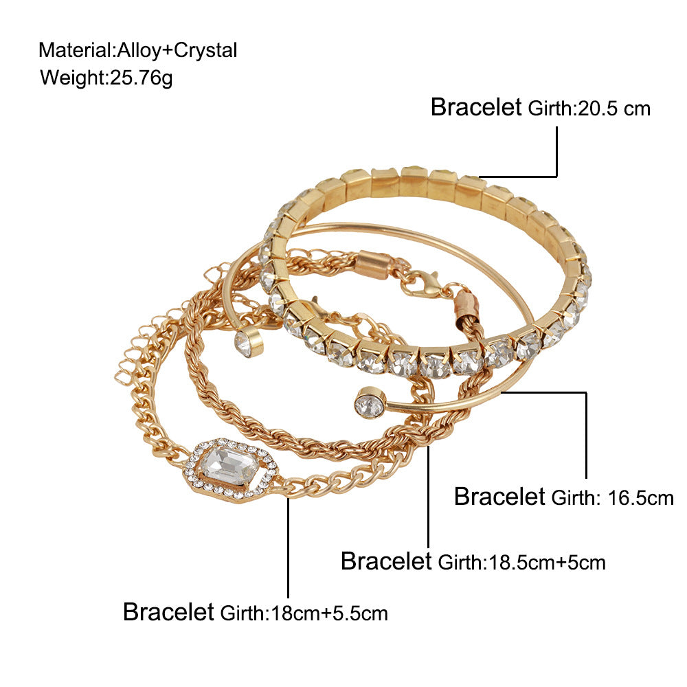Sparkly Set of 4 Stone Bracelets