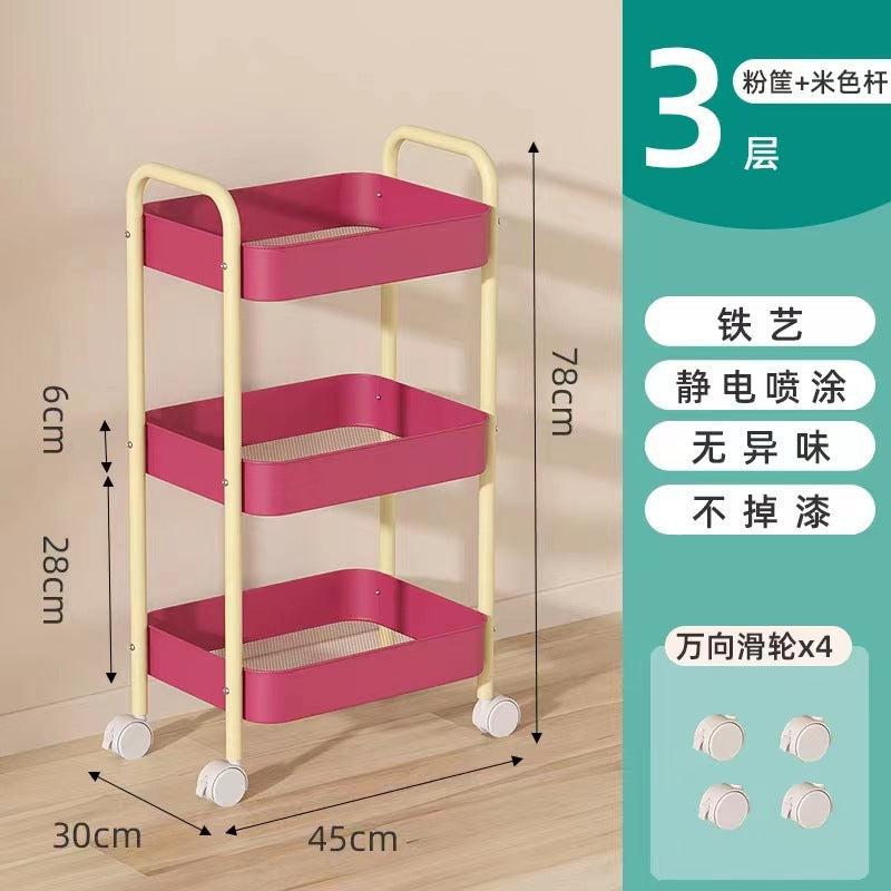 Pastel Rolling Storage Trolley Cart 3 Tier
