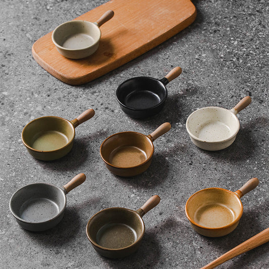 Mini Ceramic Sauce Pan Dip Bowl