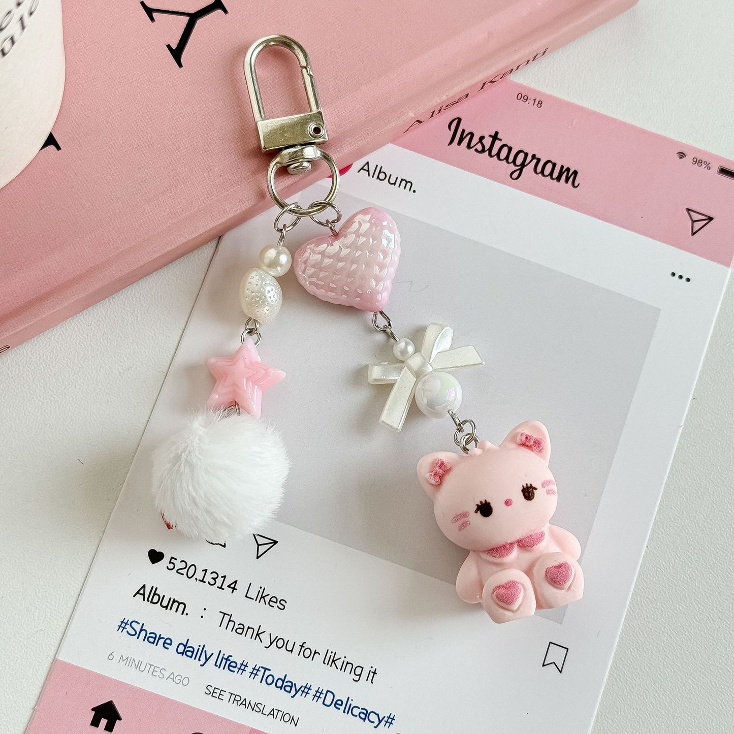 Mikko Dreamy Teddy & Bunny Charm Keychain Phone Charm Tag