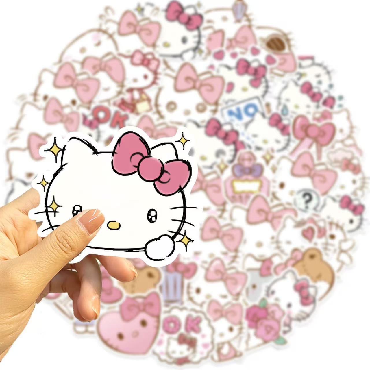PS21 Set of 50 Pink Hello Kitty Bow Stickers Pack