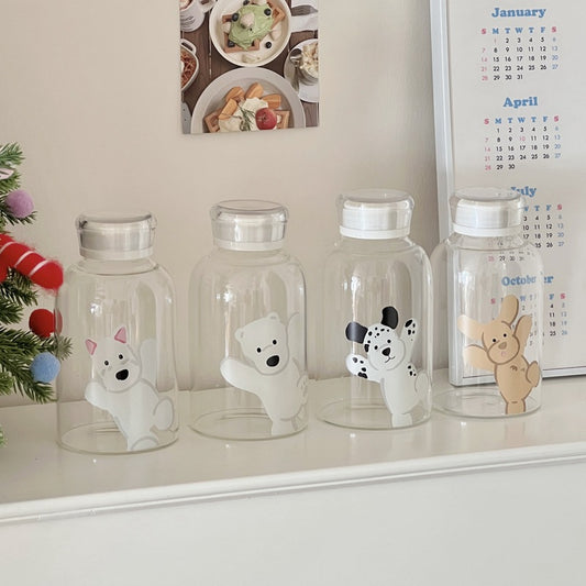 Cartoon Animal Glass Bottle