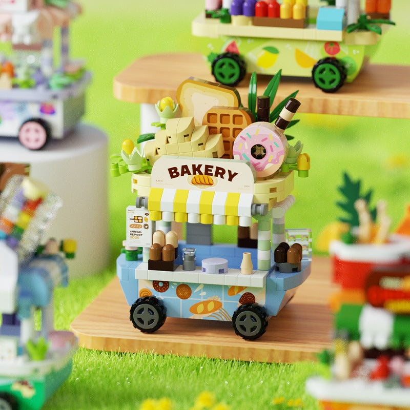 Dinging Car Mini Food Cart DIY Building Blocks – Cute Food Stall Series