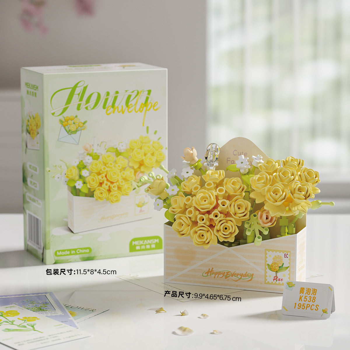 Mini Flower Envelope Building Block Set – Cute DIY Floral Bouquet