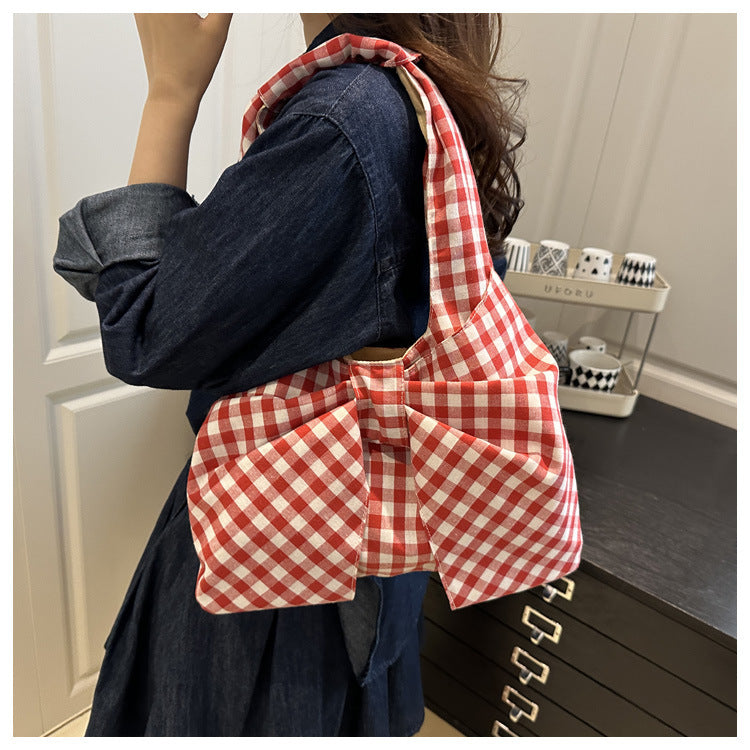 🎀 Gingham Bow Tote Bag 🖤❤️