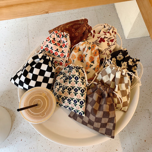 Cottagecore Fabric Drawstring Pouches 🍂