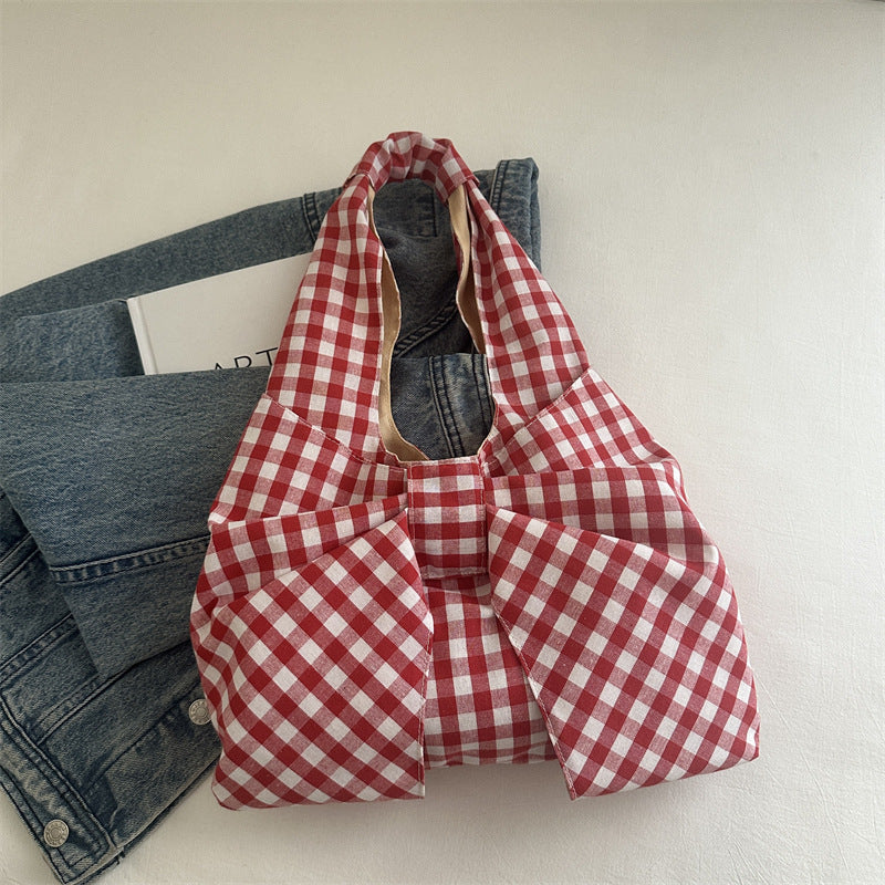 🎀 Gingham Bow Tote Bag 🖤❤️