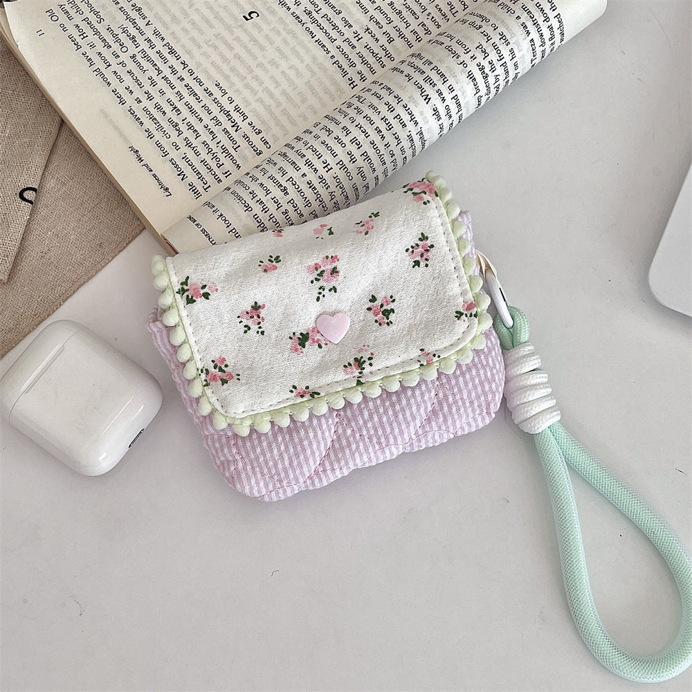 Pastel Cottage Mini Pouch with Lanyard 🌸🎀
