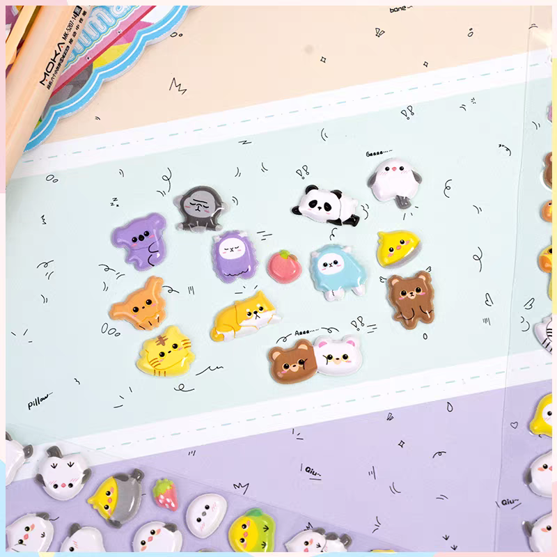 Cute Animal Puffy Jumbo Sticker Sheet