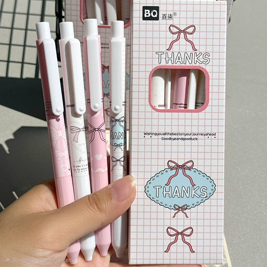 Set of 4 Pastel Bow & Cute Puppy Click Pens