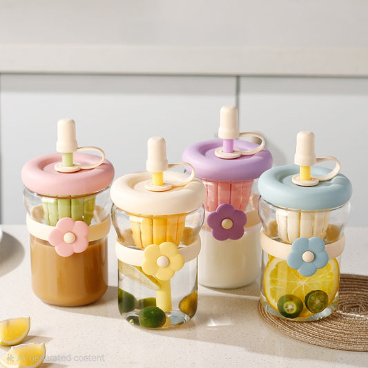 🌸 Bloom Sip Glass Bottles — Cute Hydration Edition 🌈