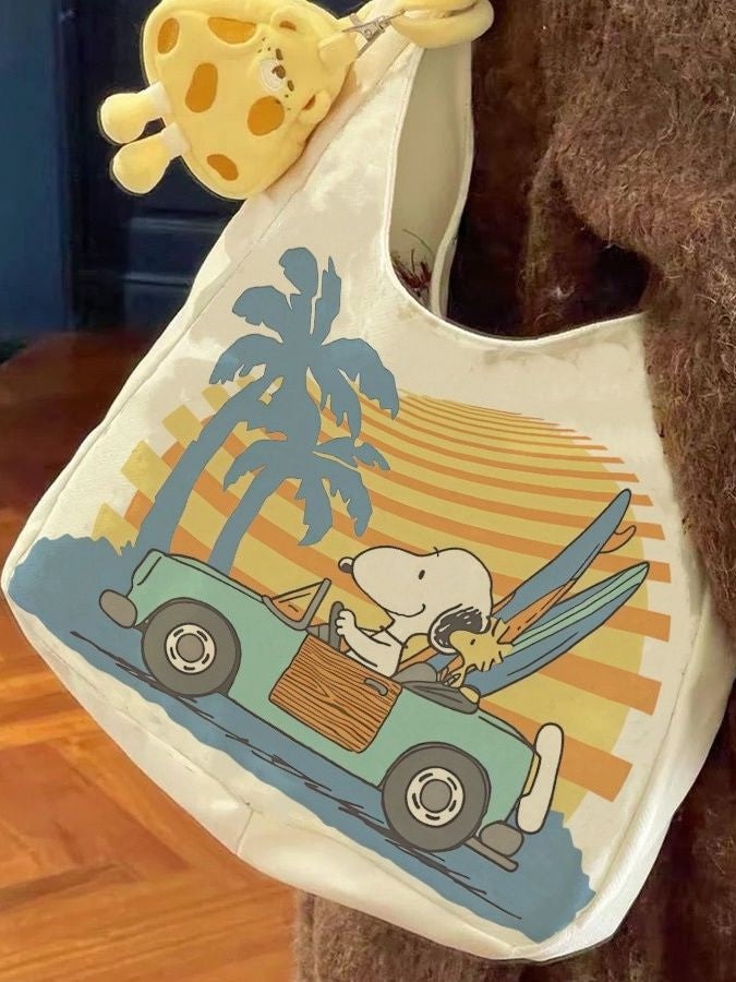 Snoopy Summer Adventure Canvas Shoulder Bag 🌴🚗