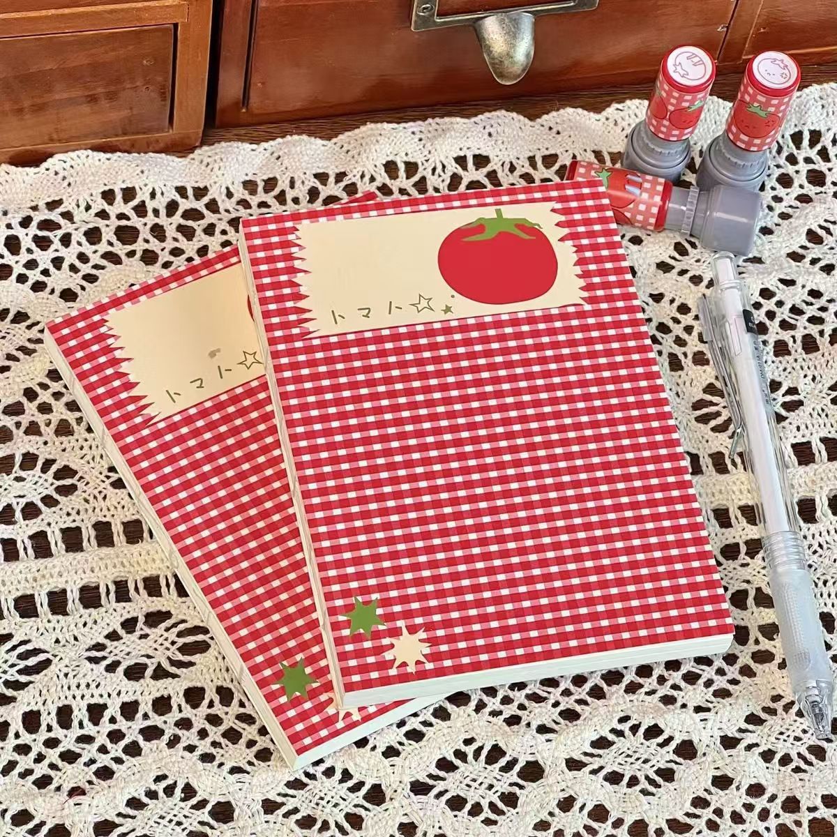 Tomato Gingham Mini Notebook Journal Diary