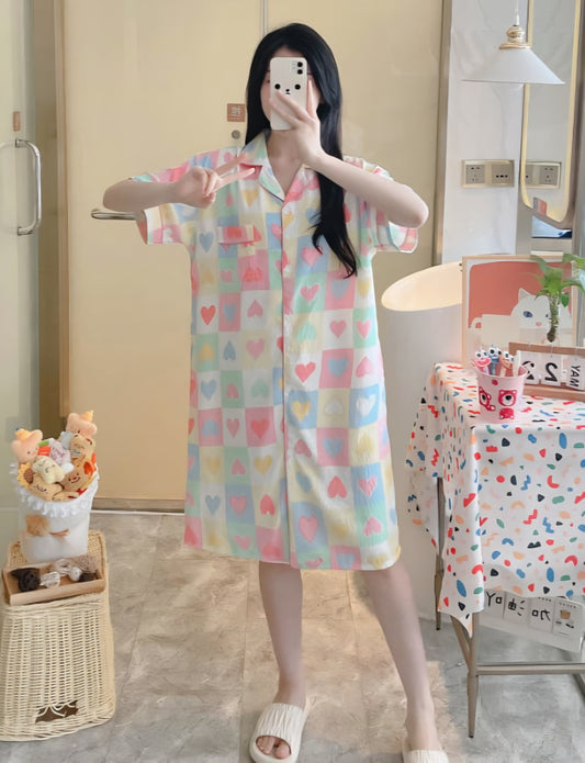 Candy Hearts Pastel Nightshirt Frock 💖🌈