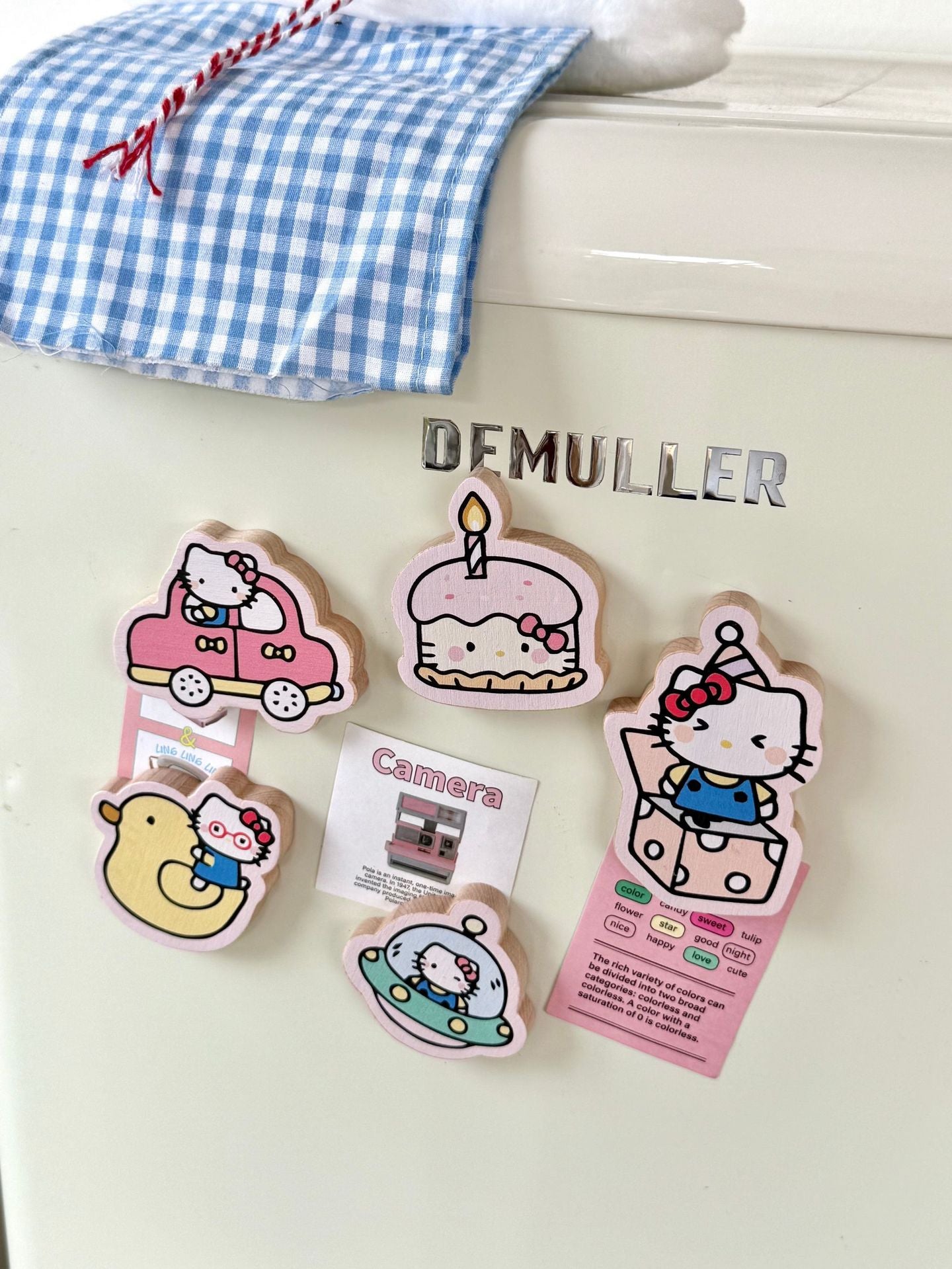 Kawaii Pastel Hello Kitty and Miffy Wooden Fridge Magnets with Bottle Opener
