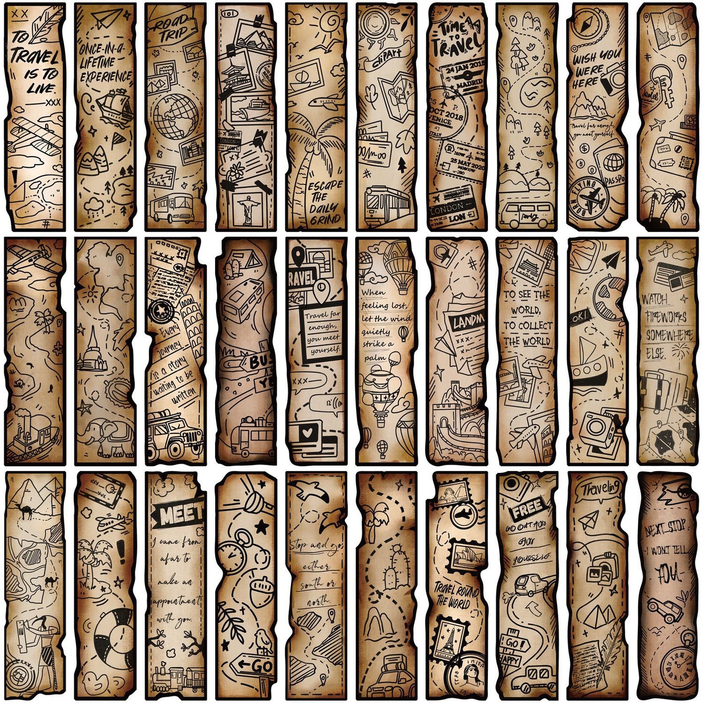 Wanderlust Vintage 30 pcs Bookmark Set